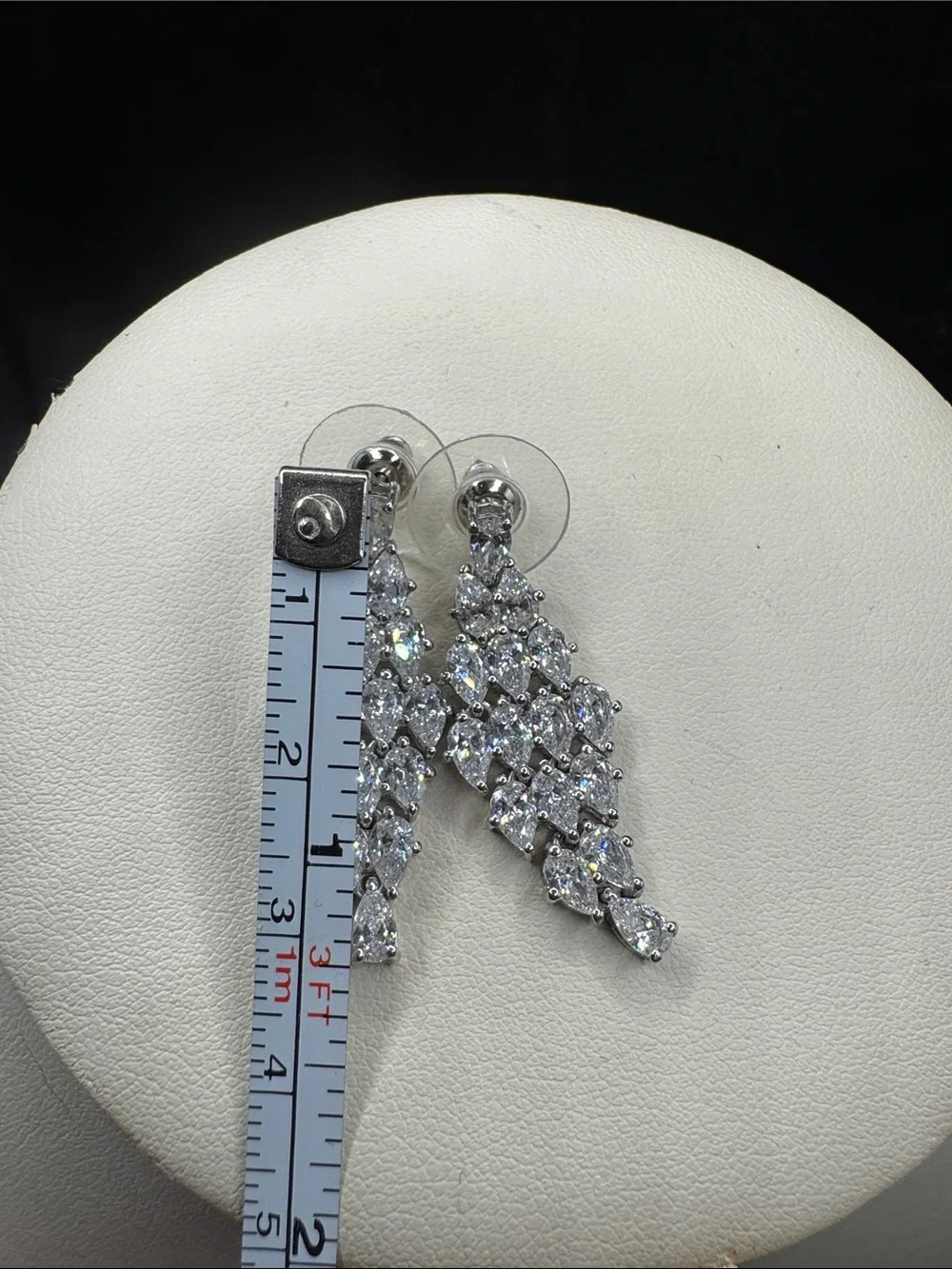 Crystal or CZ  Teardrop Cluster Dangle Earrings - Sterling Silver 925 statement